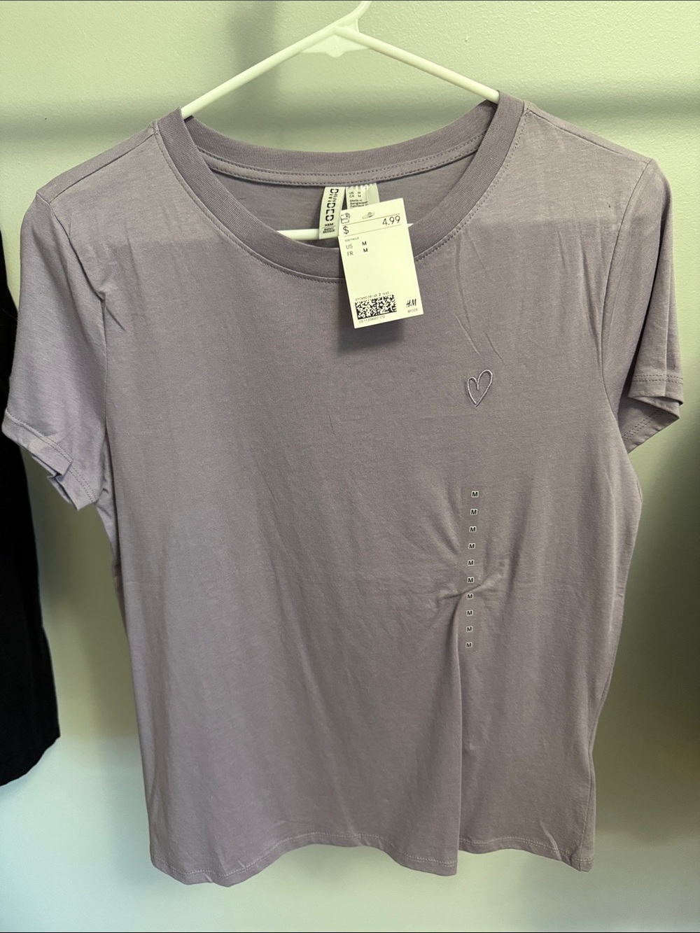 H&M Light Lavender Crew Neck Short Sleeve Tee with Heart Detail